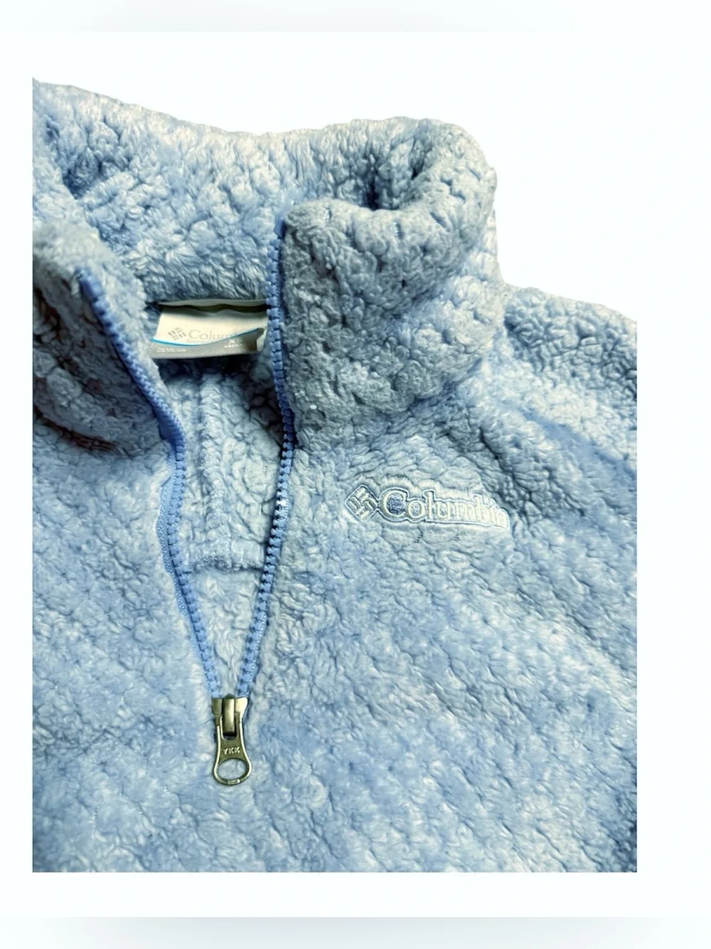 Columbia Cropped Pullover Quarter Zip Blue Fleece Size XS (6/7)